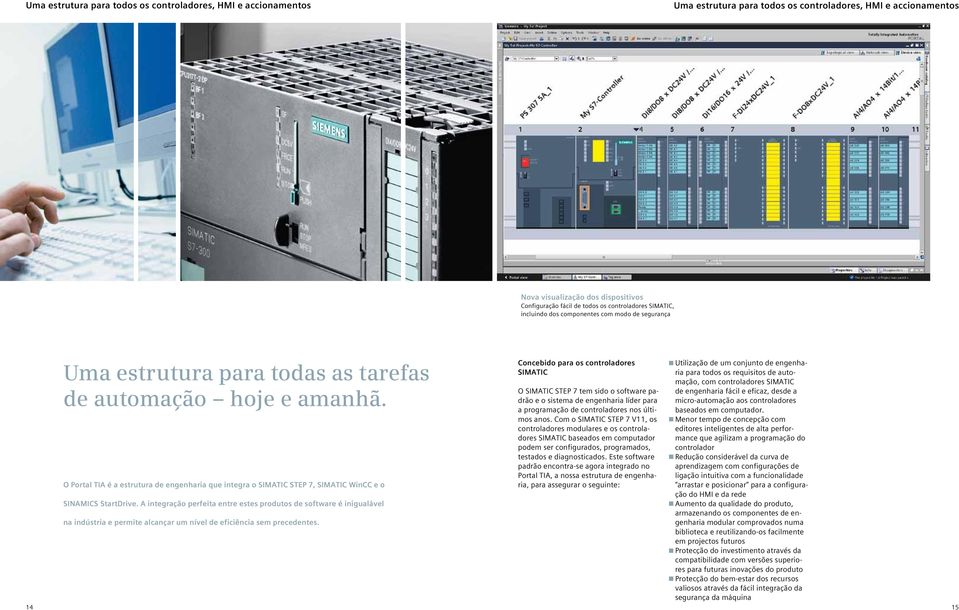 O Portal TIA é a estrutura de engenharia que integra o SIMATIC STEP 7, SIMATIC WinCC e o SINAMICS StartDrive.