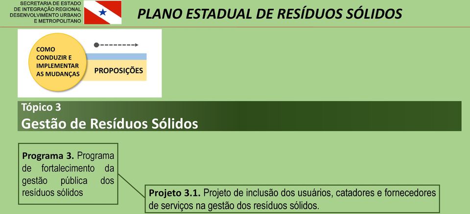 Programa de fortalecimento da gestão pública dos resíduos sólidos Projeto 3.1.