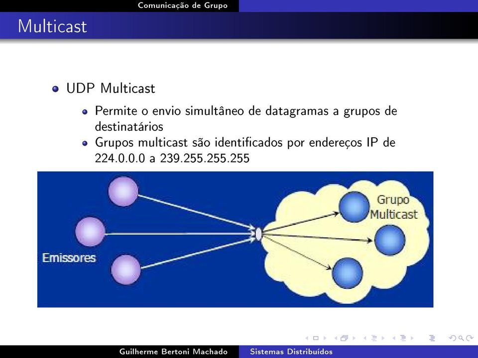 destinatários Grupos multicast são