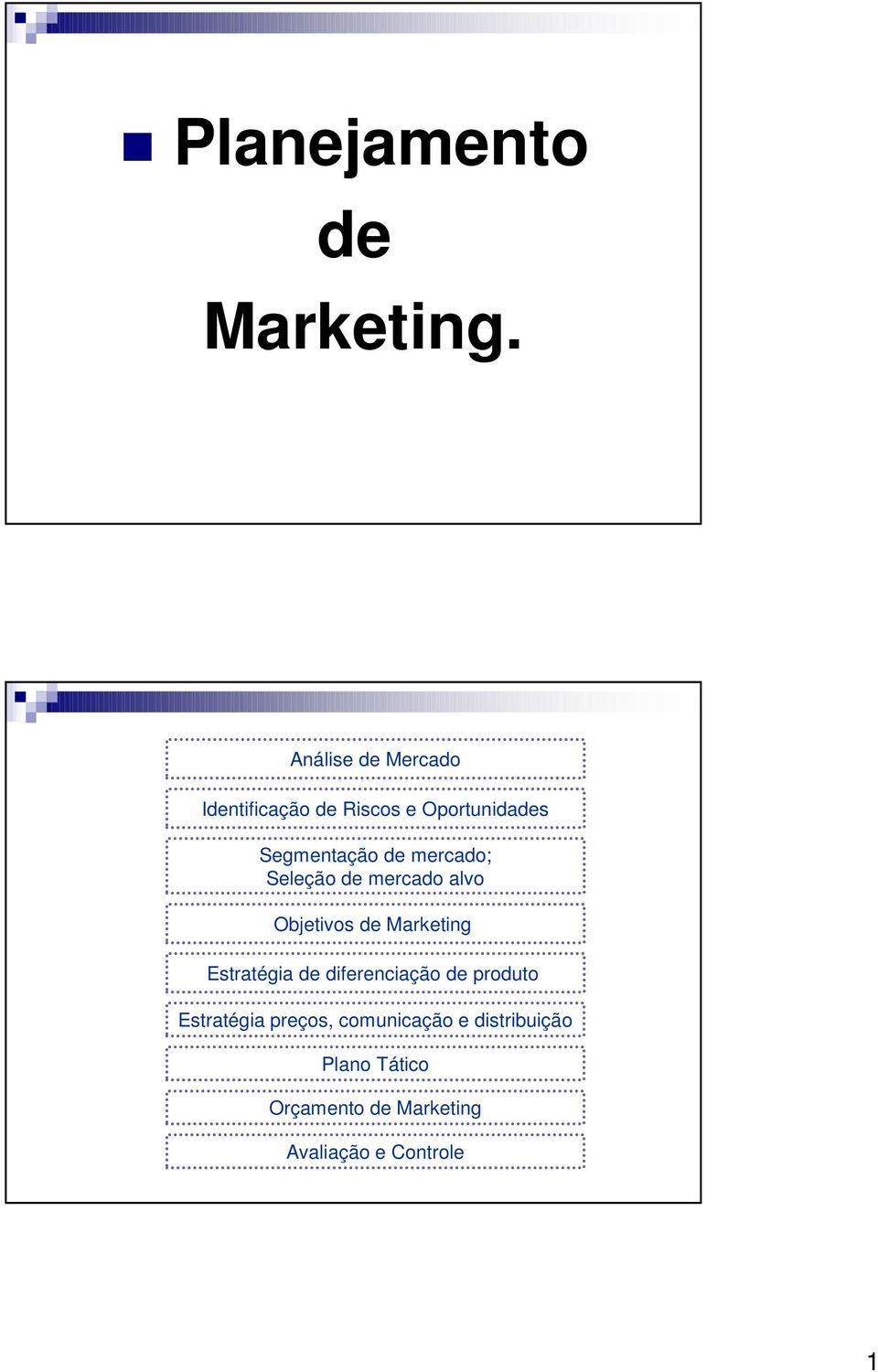 mercado; Seleção de mercado alvo Objetivos de Marketing Estratégia de