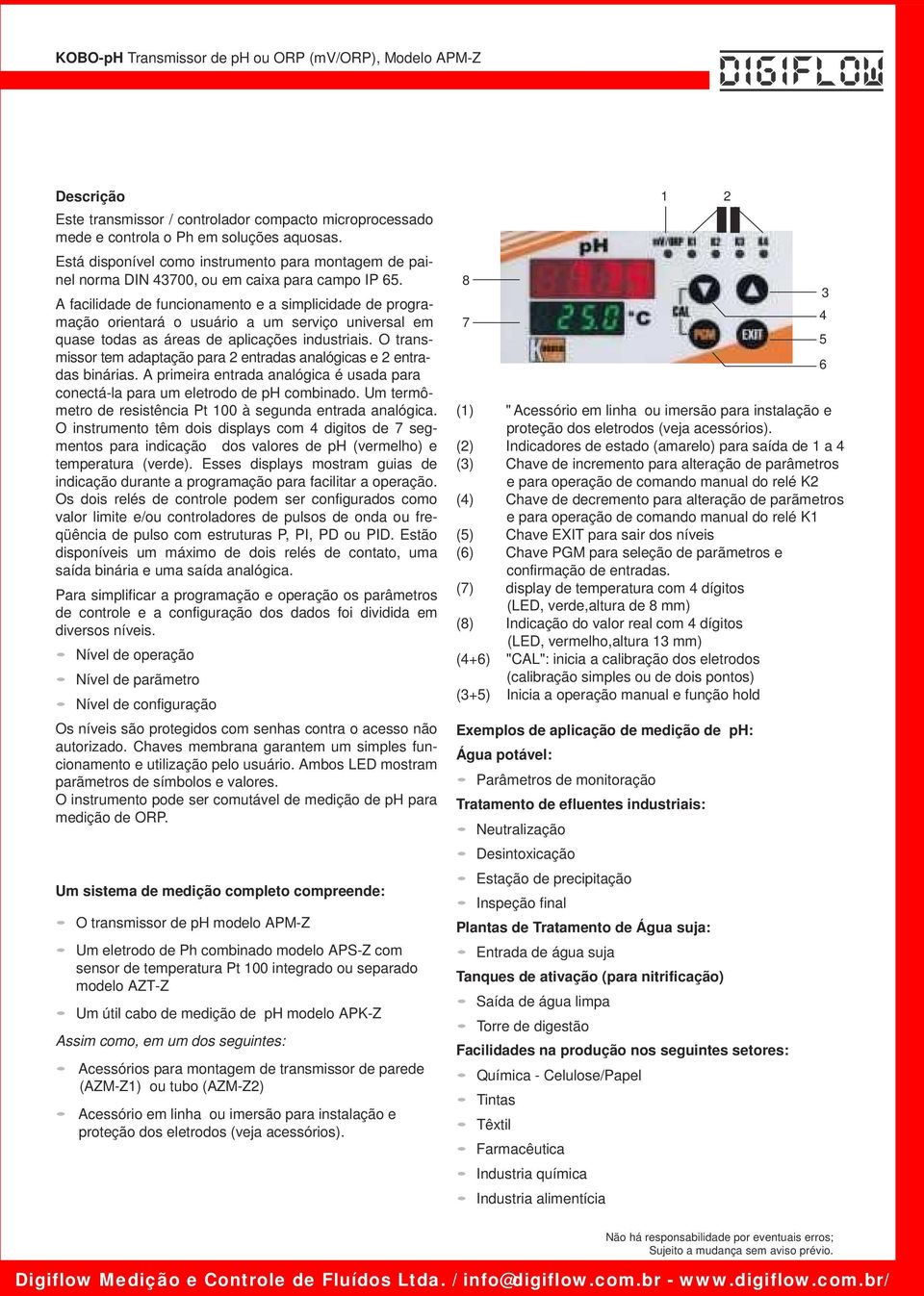 8 3 A facilidade de funcionamento e a simplicidade de progra- 4 mação orientará o usuário a um serviço universal em 7 quase todas as áreas de aplicações industriais.