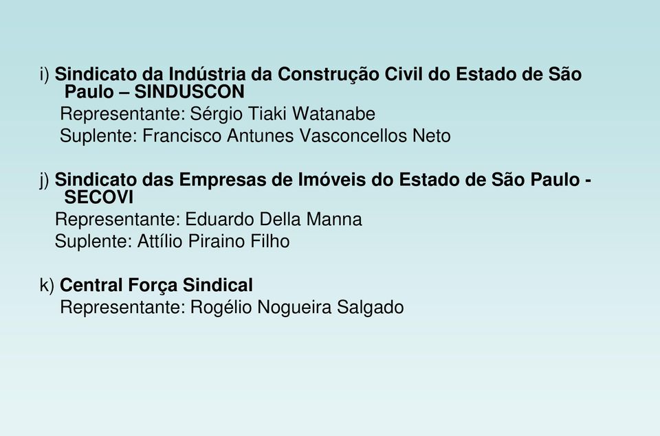 Sindicato das Empresas de Imóveis do Estado de São Paulo - SECOVI Representante: Eduardo