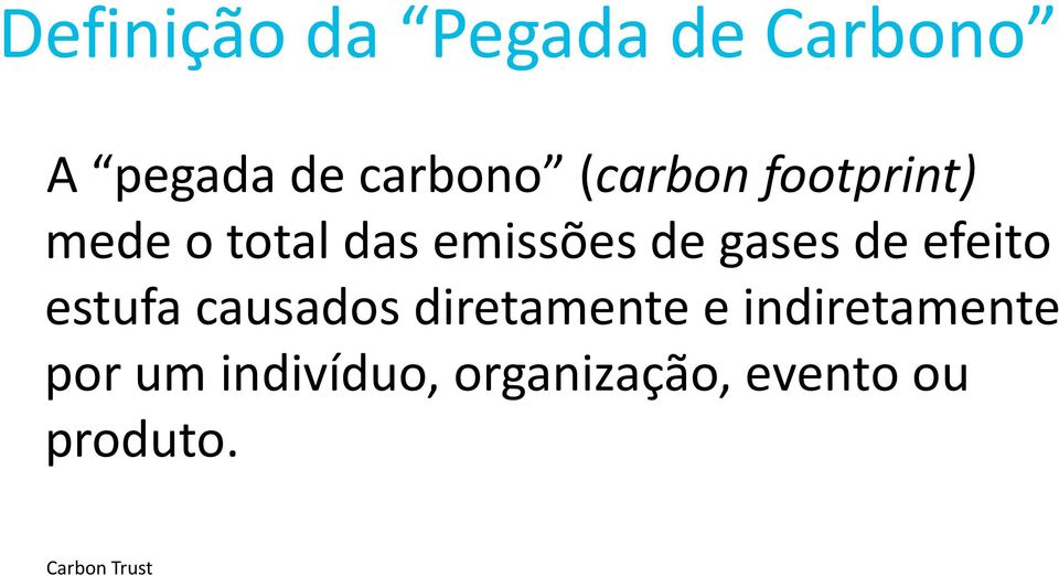 de efeito estufa causados diretamente e indiretamente