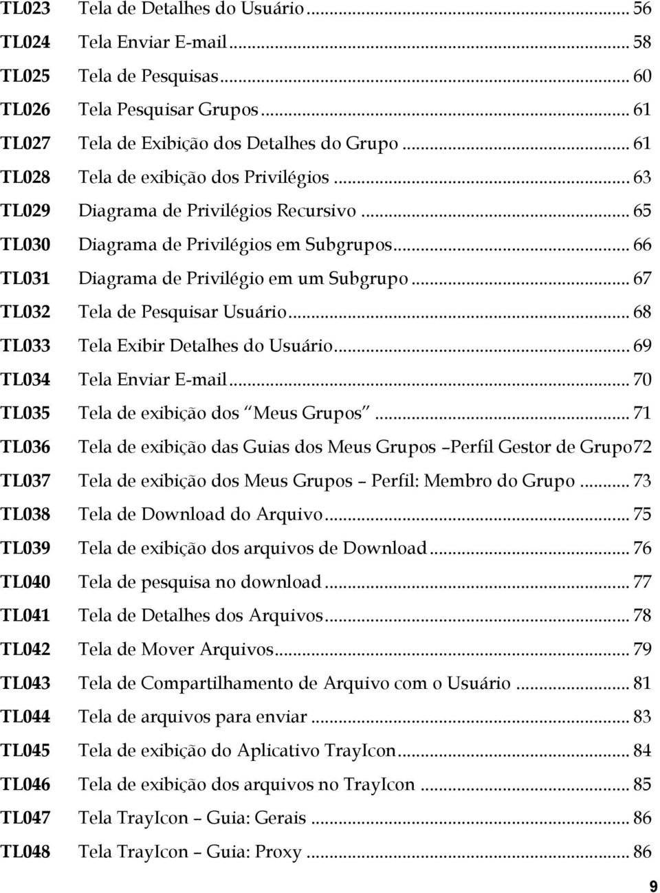 .. 67 TL032 Tela de Pesquisar Usuário... 68 TL033 Tela Exibir Detalhes do Usuário... 69 TL034 Tela Enviar E-mail... 70 TL035 Tela de exibição dos Meus Grupos.