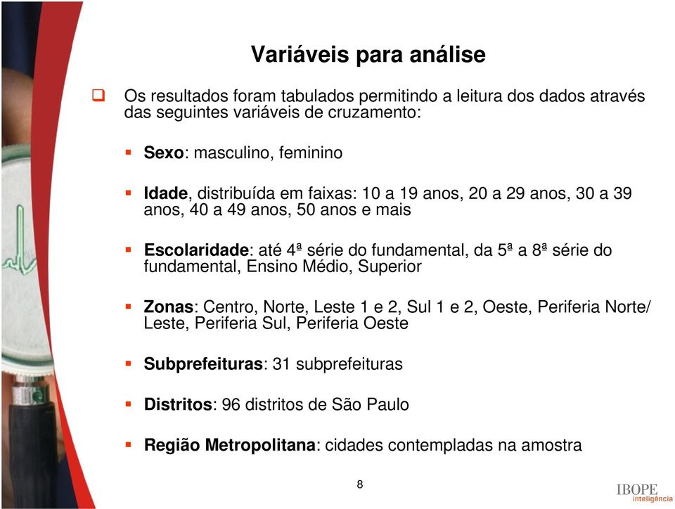 fundamental, da 5ª a 8ª série do fundamental, Ensino Médio, Superior Zonas: Centro, Norte, Leste 1 e 2, Sul 1 e 2, Oeste, Periferia Norte/ Leste,