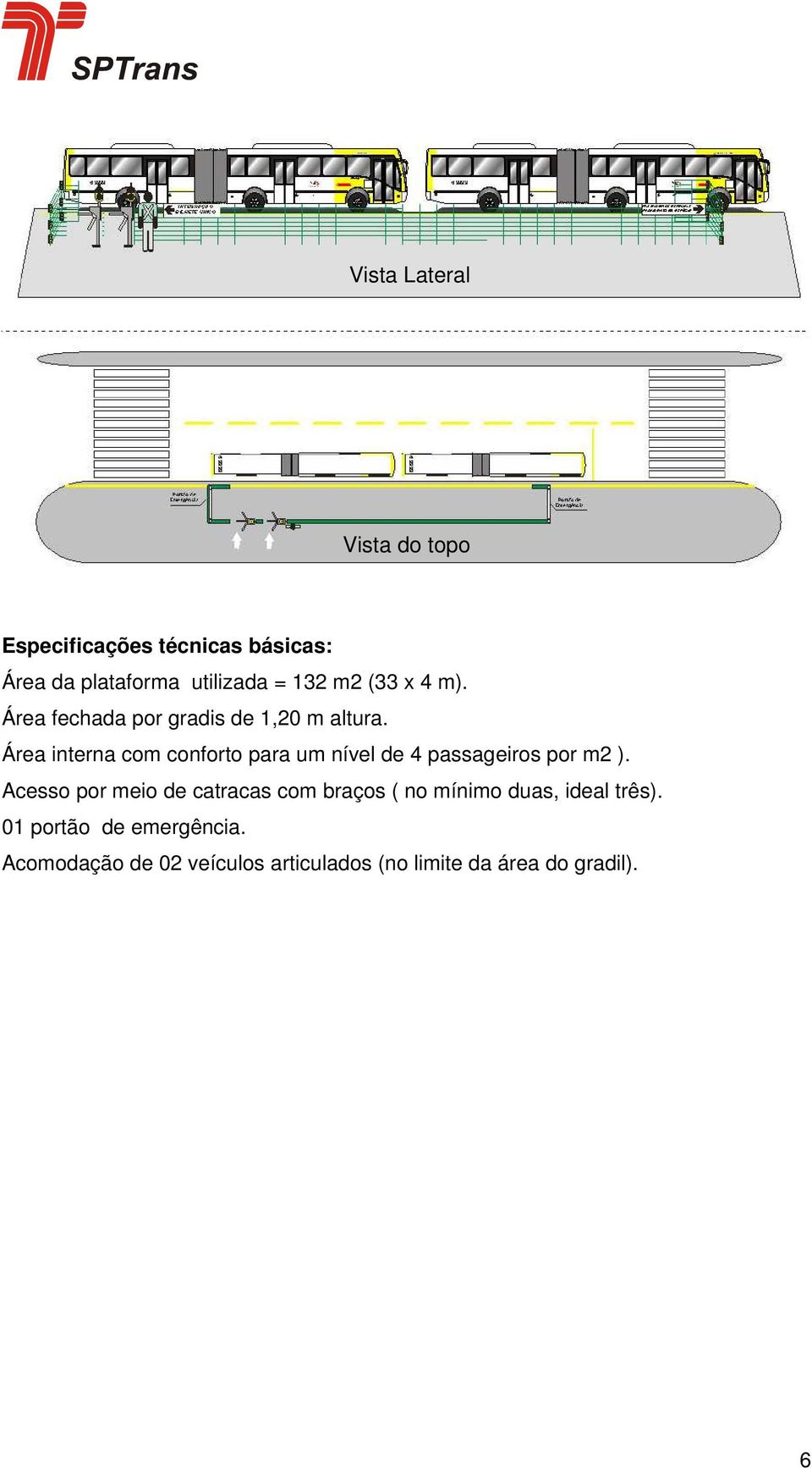 Área interna com conforto para um nível de 4 passageiros por m2 ).