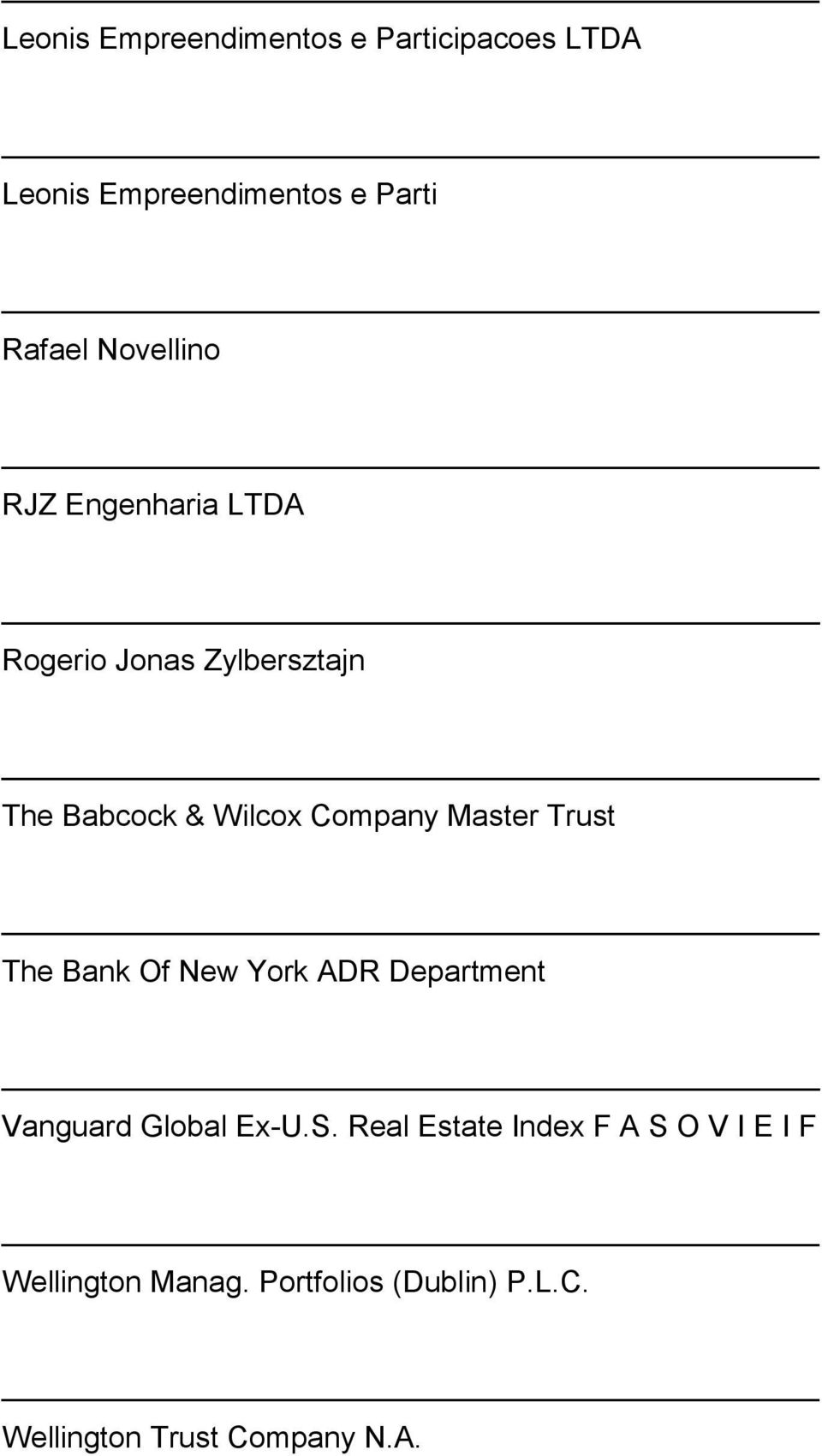 Master Trust The Bank Of New York ADR Department Vanguard Global Ex-U.S.