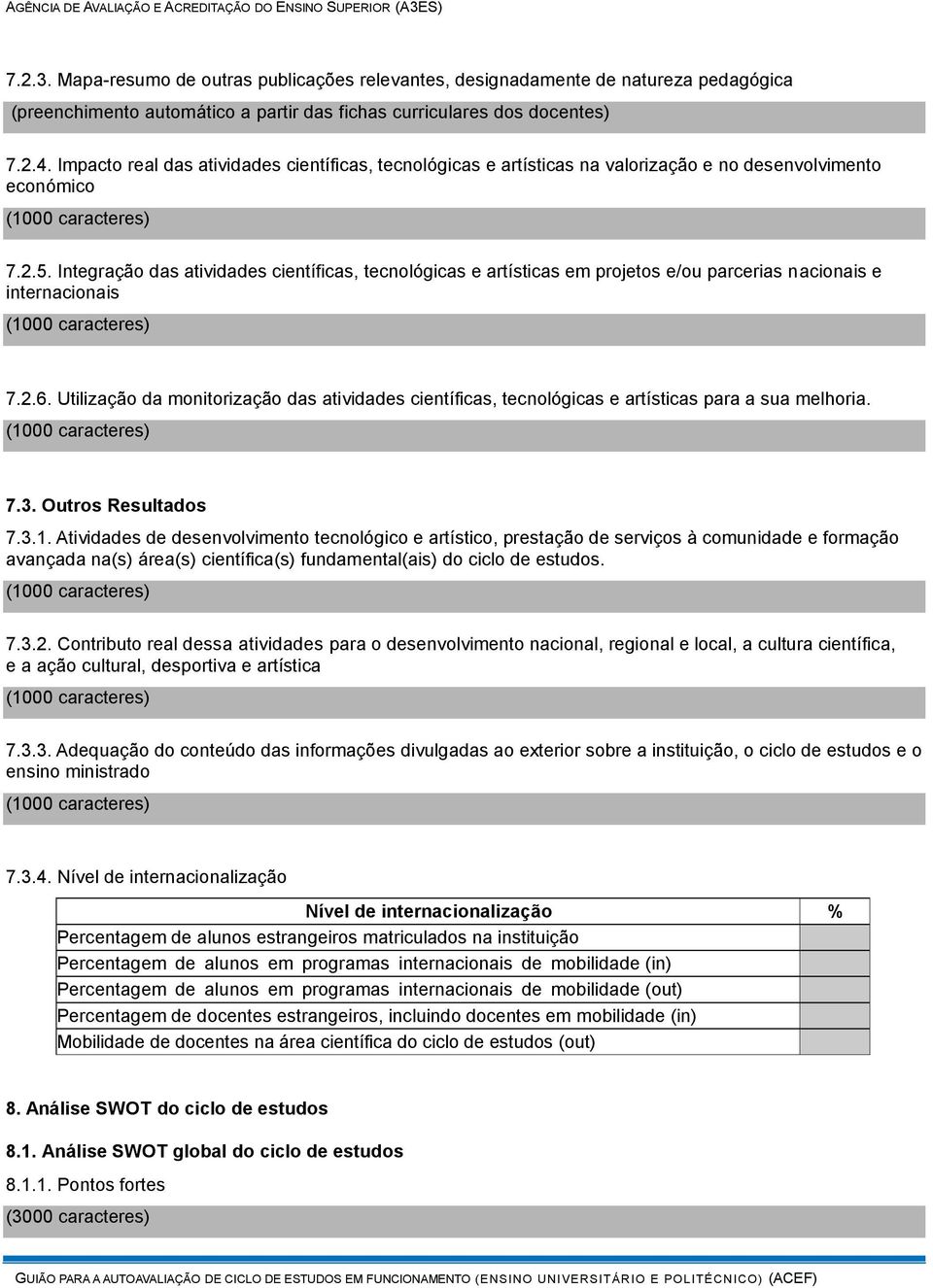 Integração das atividades científicas, tecnológicas e artísticas em projetos e/ou parcerias nacionais e internacionais 7.2.6.