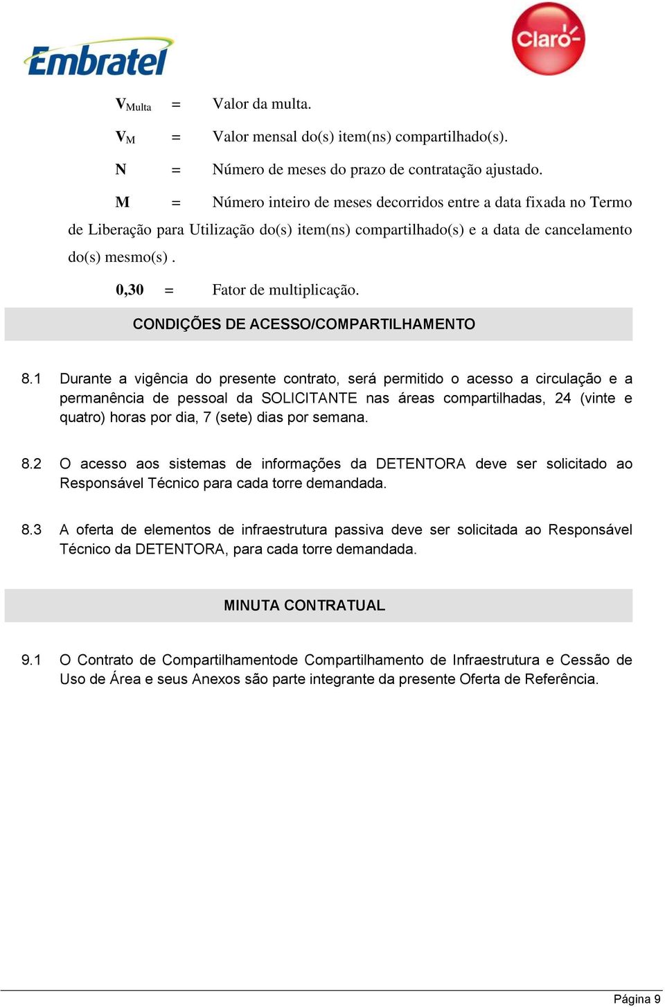 CONDIÇÕES DE ACESSO/COMPARTILHAMENTO 8.