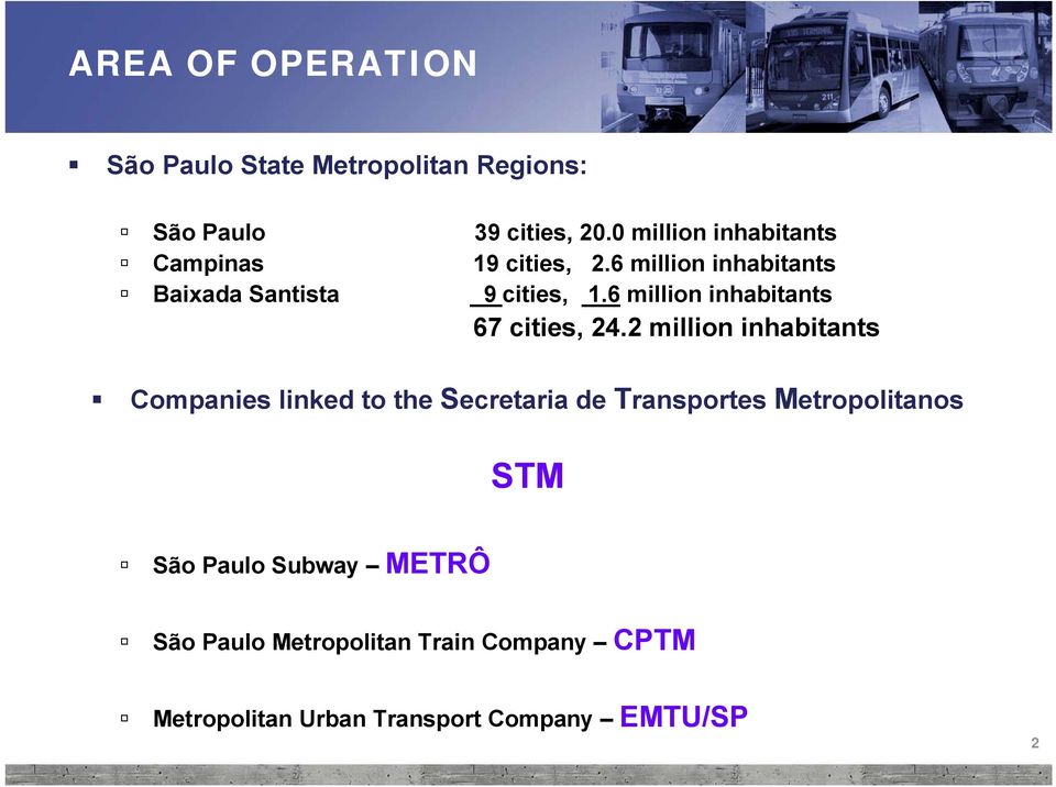 6 million inhabitants 67 cities, 24.