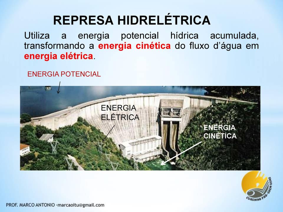 energia cinética do fluxo d água em energia