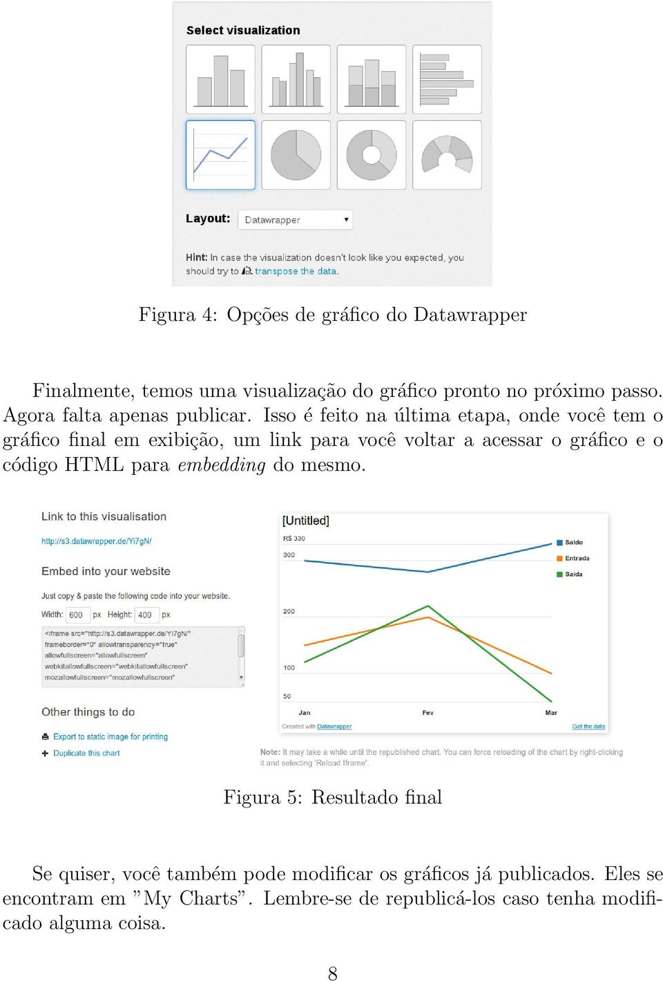 Isso é feito na última etapa, onde você tem o gráfico final em exibição, um link para você voltar a acessar o gráfico e o