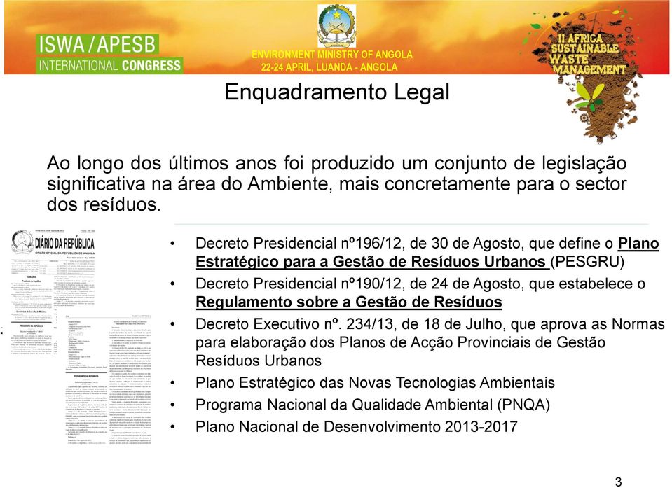 que estabelece o Regulamento sobre a Gestão de Resíduos Decreto Executivo nº.