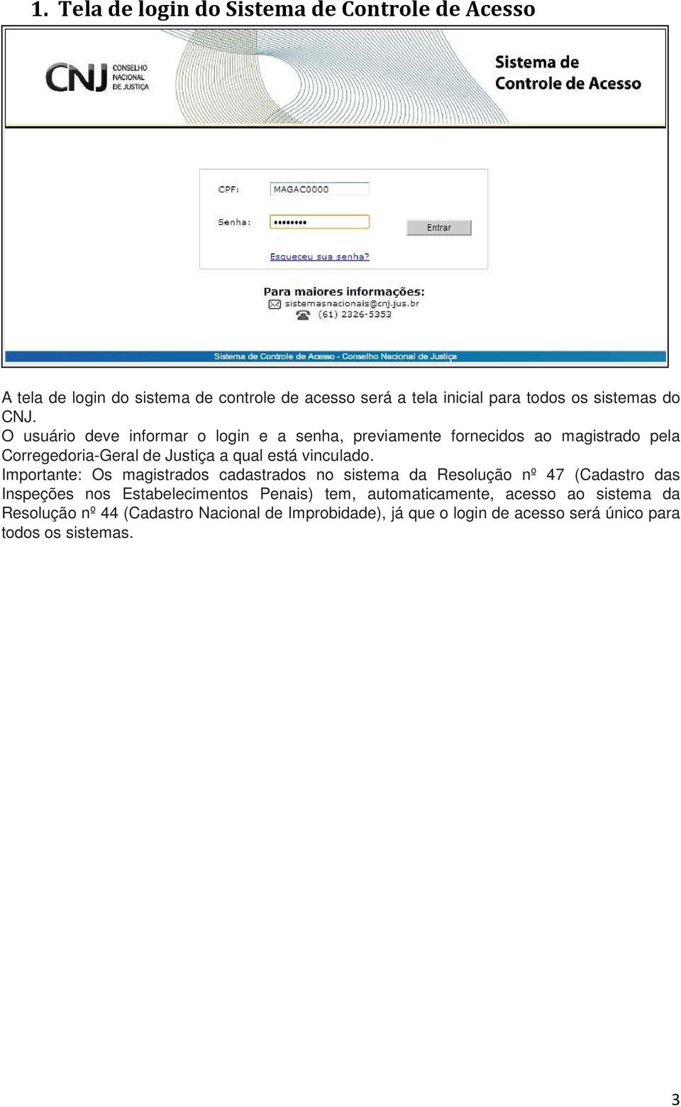 O usuário deve informar o login e a senha, previamente fornecidos ao magistrado pela Corregedoria-Geral de Justiça a qual está vinculado.