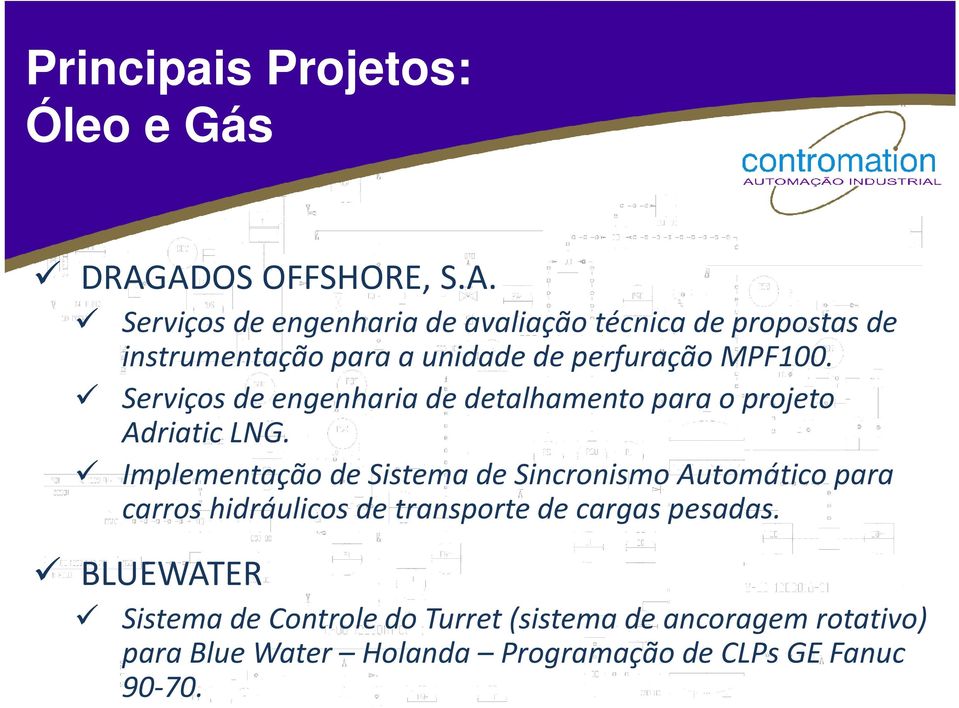 Serviços de engenharia de detalhamento para o projeto Adriatic LNG.