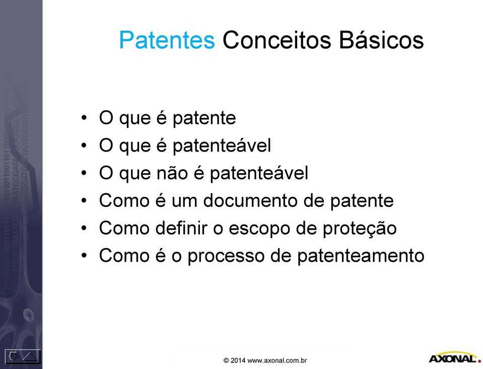 documento de patente Como definir o escopo de