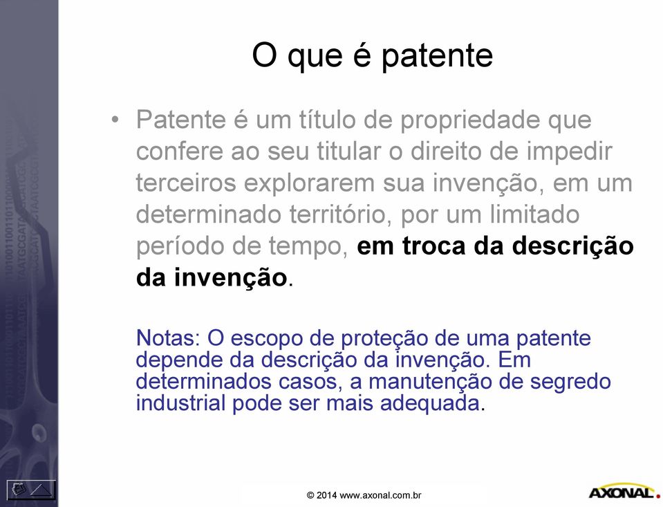 troca da descrição da invenção.