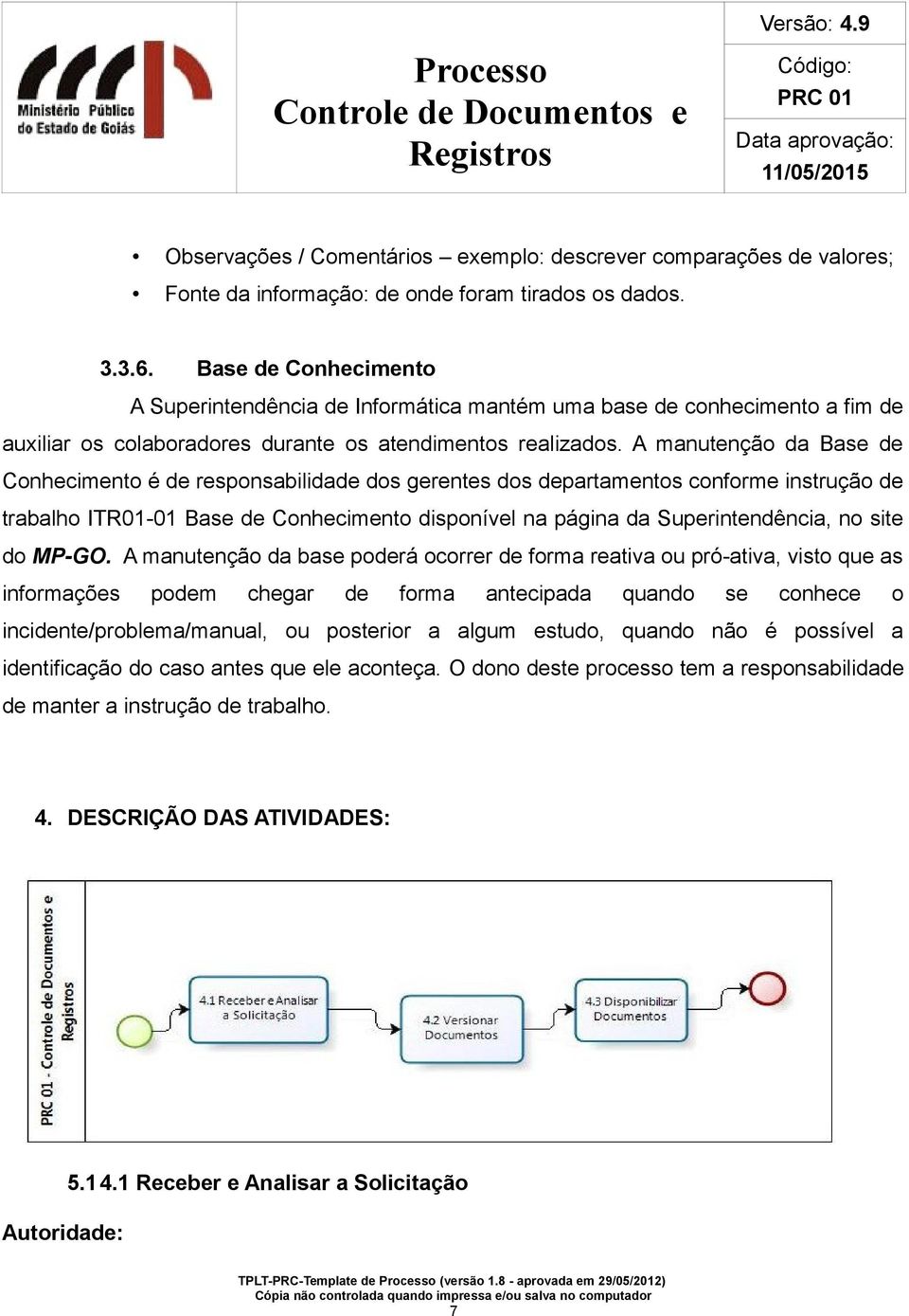 A manutenção da Base de Conhecimento é de responsabilidade dos gerentes dos departamentos conforme instrução de trabalho ITR01-01 Base de Conhecimento disponível na página da Superintendência, no