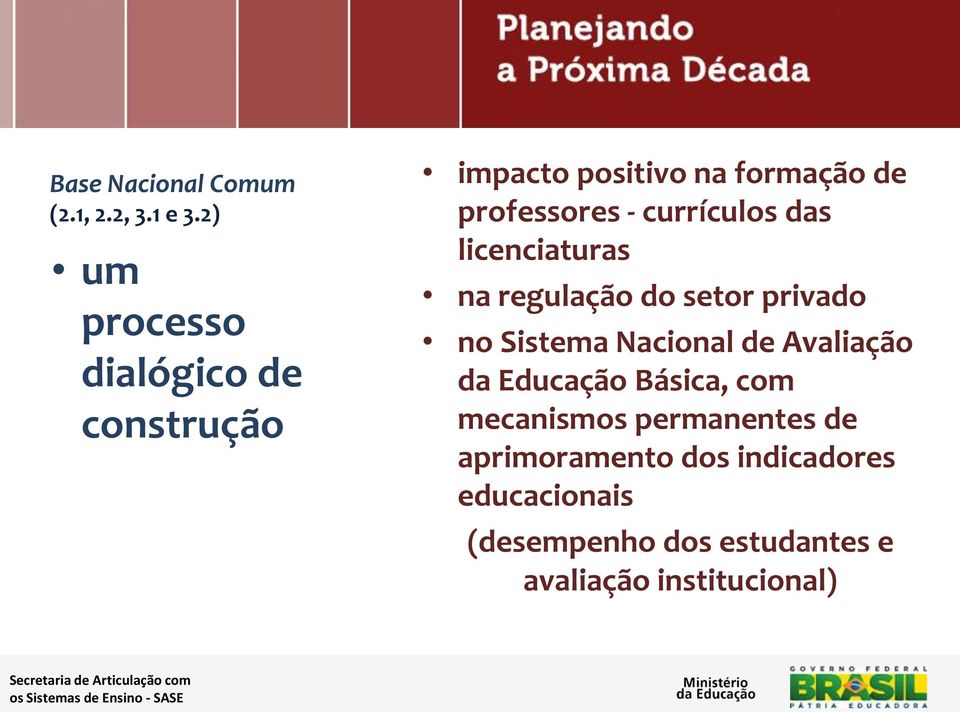 currículos das licenciaturas na regulação do setor privado no Sistema Nacional de