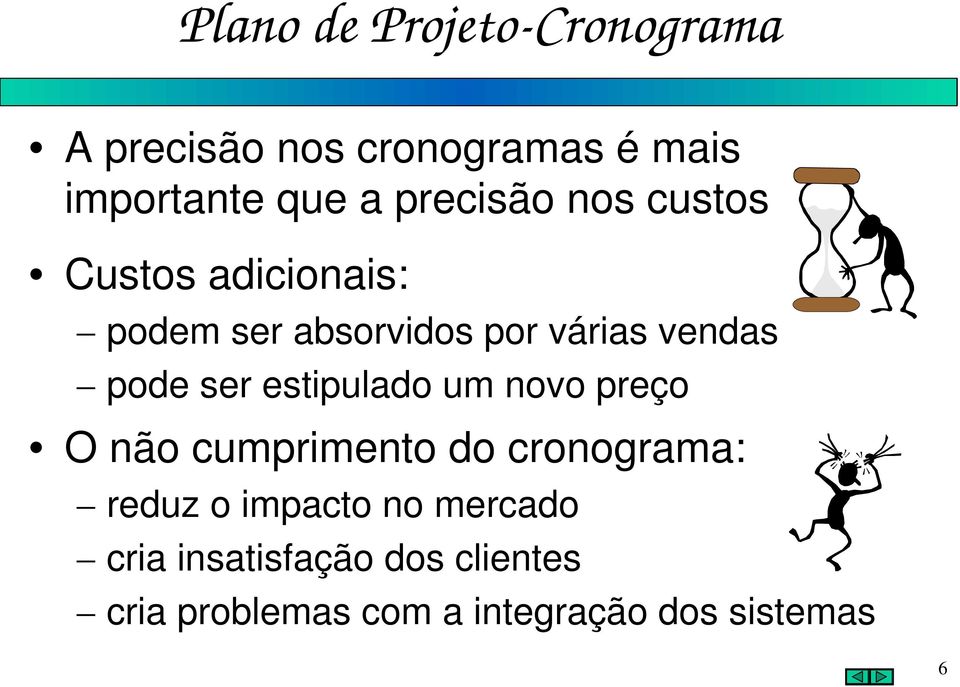 estipulado um novo preço O não cumprimento do cronograma: reduz o impacto