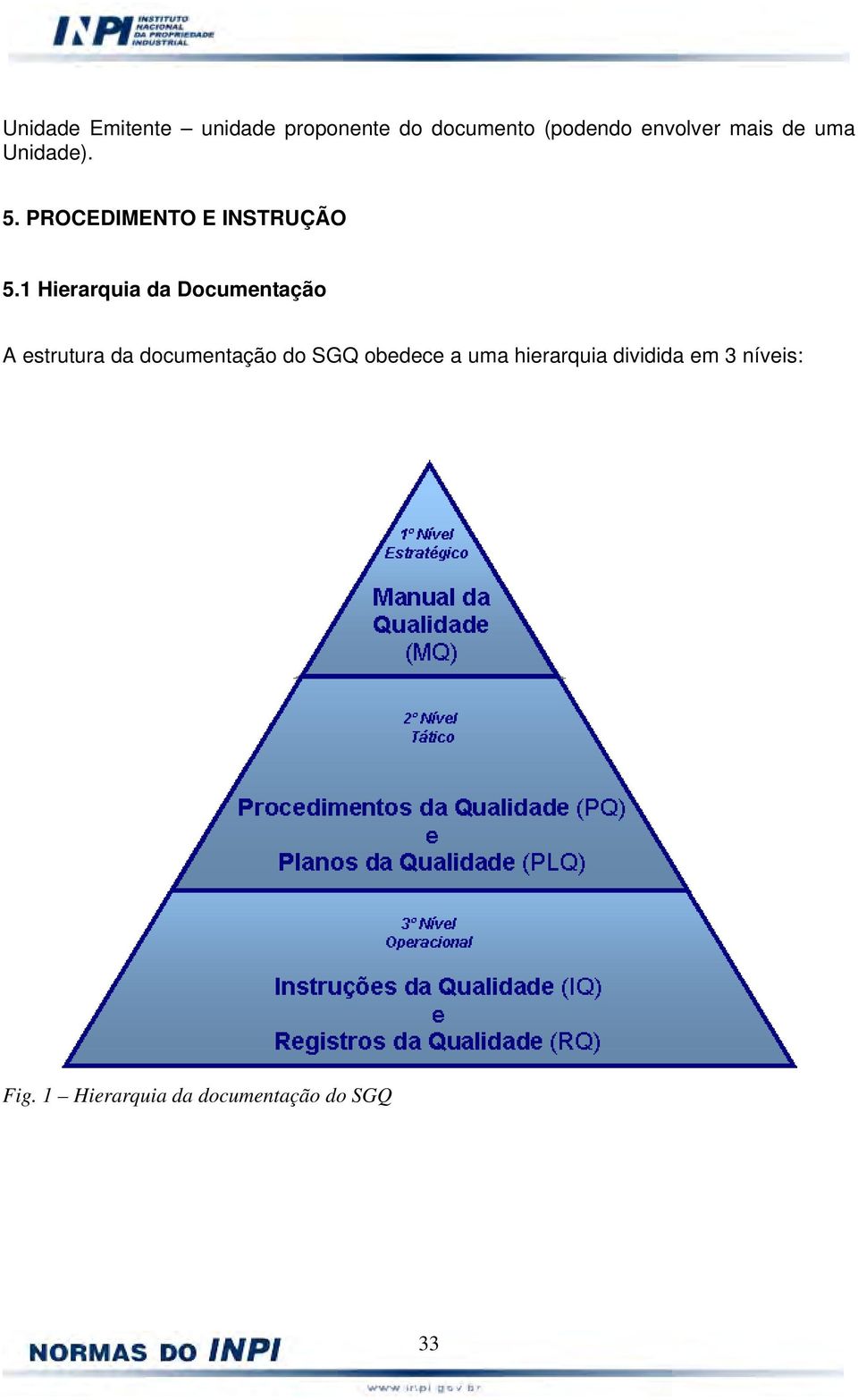 1 Hierarquia da Documentação A estrutura da documentação do SGQ