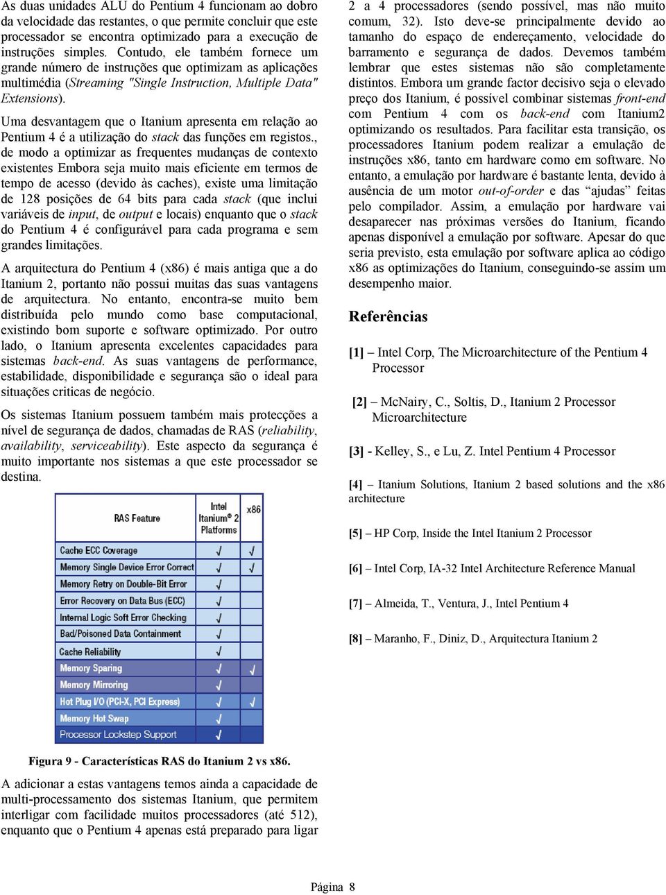 Uma desvantagem que o Itanium apresenta em relação ao Pentium 4 é a utilização do stack das funções em registos.