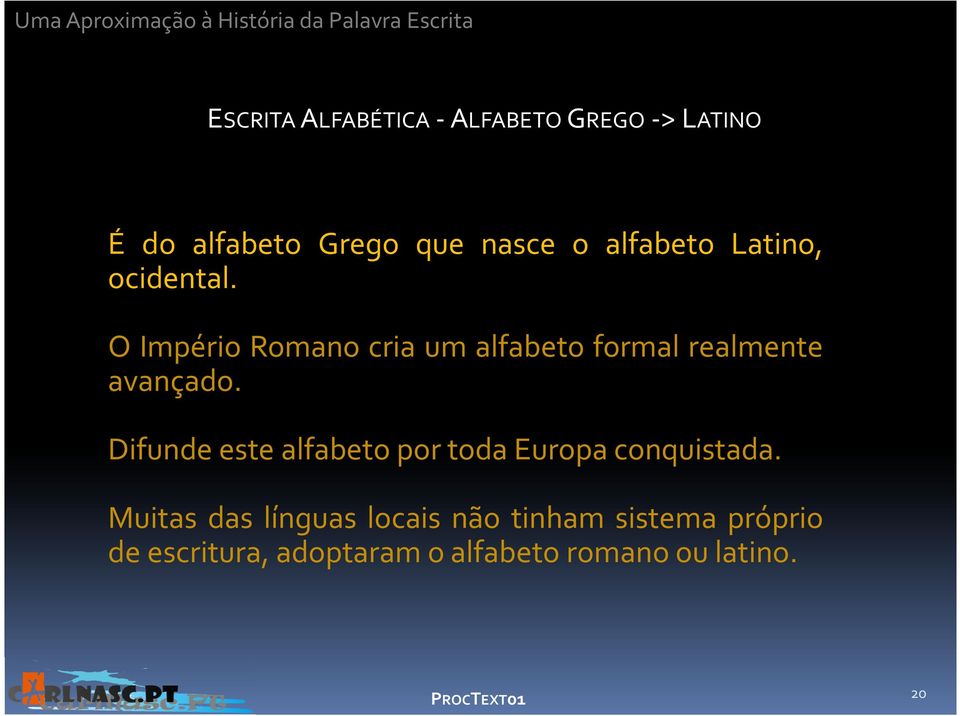 O Império Romano cria um alfabeto formal realmente avançado.