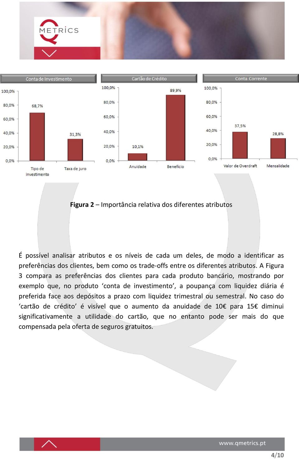 A Figura 3 compara as preferências dos clientes para cada produto bancário, mostrando por exemplo que, no produto conta de investimento, a poupança com liquidez diária é