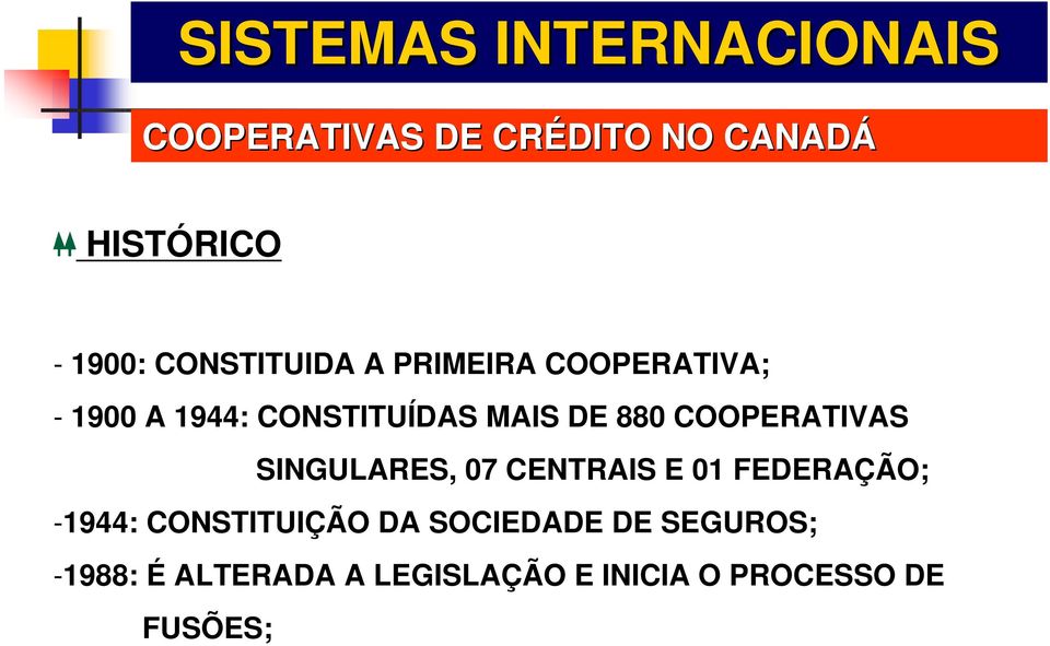 COOPERATIVAS SINGULARES, 07 CENTRAIS E 01 FEDERAÇÃO; -1944: