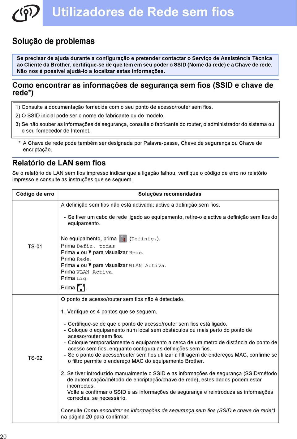 Como enontrr s informções de segurnç sem fios (SSID e hve de rede*) ) Consulte doumentção forneid om o seu ponto de esso/router sem fios. 2) O SSID iniil pode ser o nome do frinte ou do modelo.