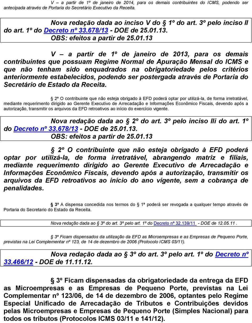 13. OBS: efeitos a partir de 25.01.