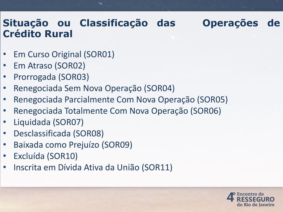 Nova Operação (SOR05) Renegociada Totalmente Com Nova Operação (SOR06) Liquidada (SOR07)