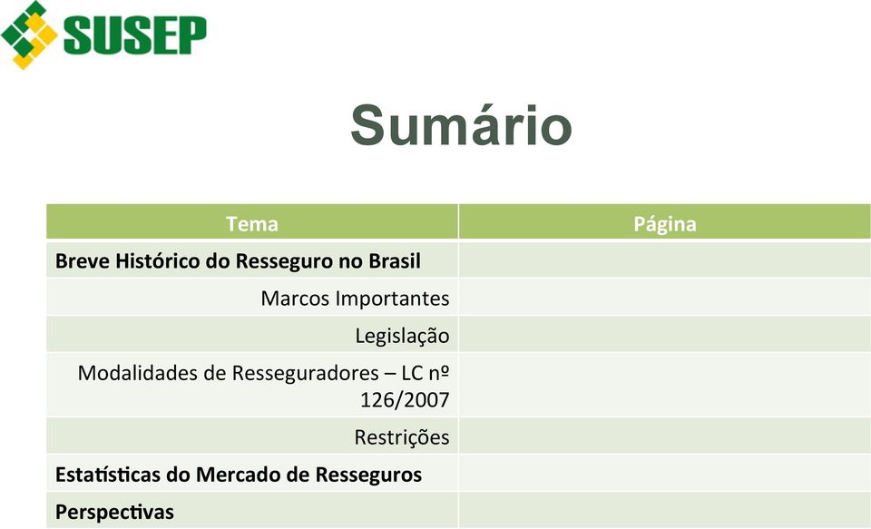 Modalidades de Resseguradores LC nº 126/2007