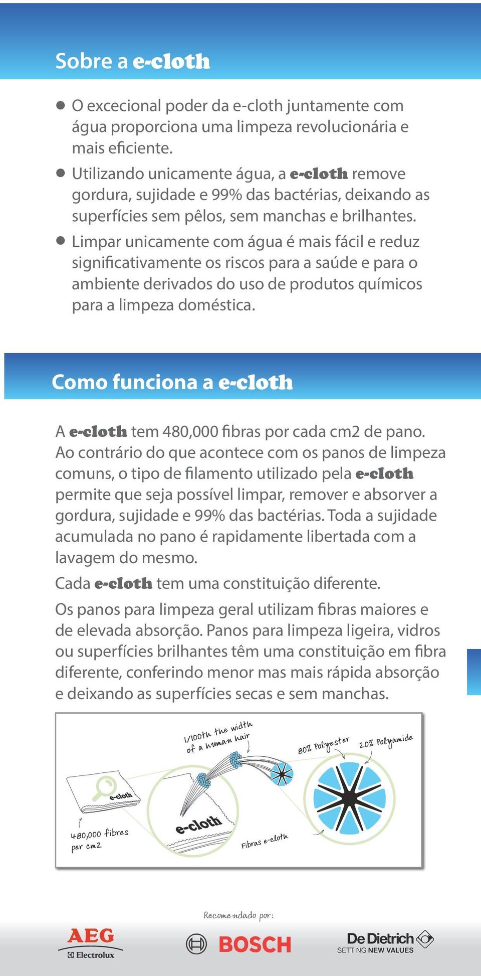 Limpar unicamente com água é mais fácil e reduz significativamente os riscos para a saúde e para o ambiente derivados do uso de produtos químicos para a limpeza doméstica.