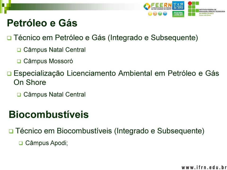 Ambiental em Petróleo e Gás On Shore Câmpus Natal Central