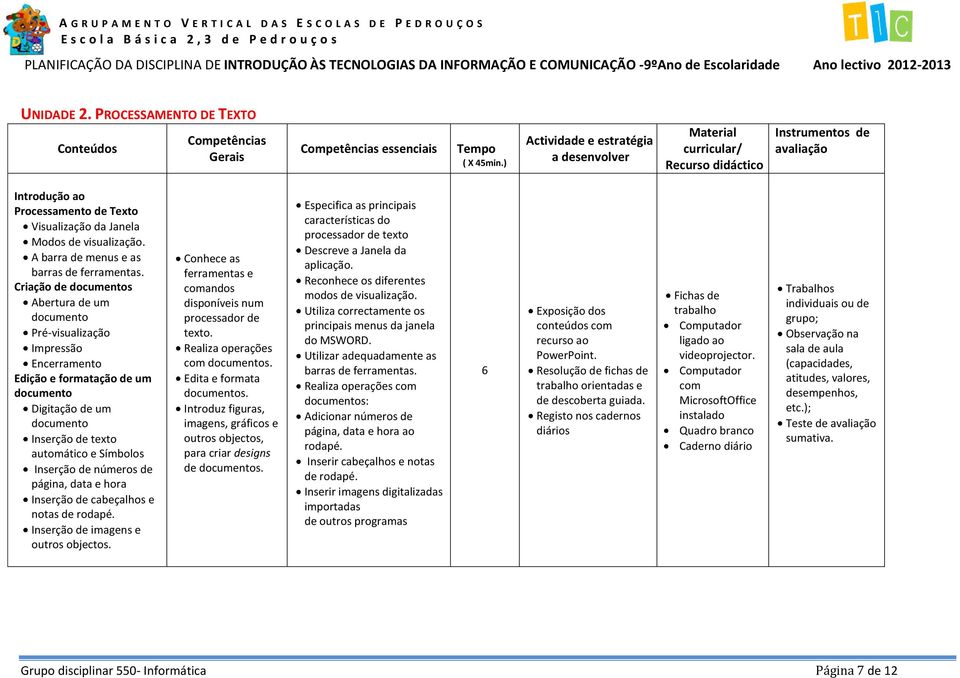 Criação de documentos Abertura de um documento Pré-visualização Impressão Encerramento Edição e formatação de um documento Digitação de um documento Inserção de texto automático e Símbolos Inserção