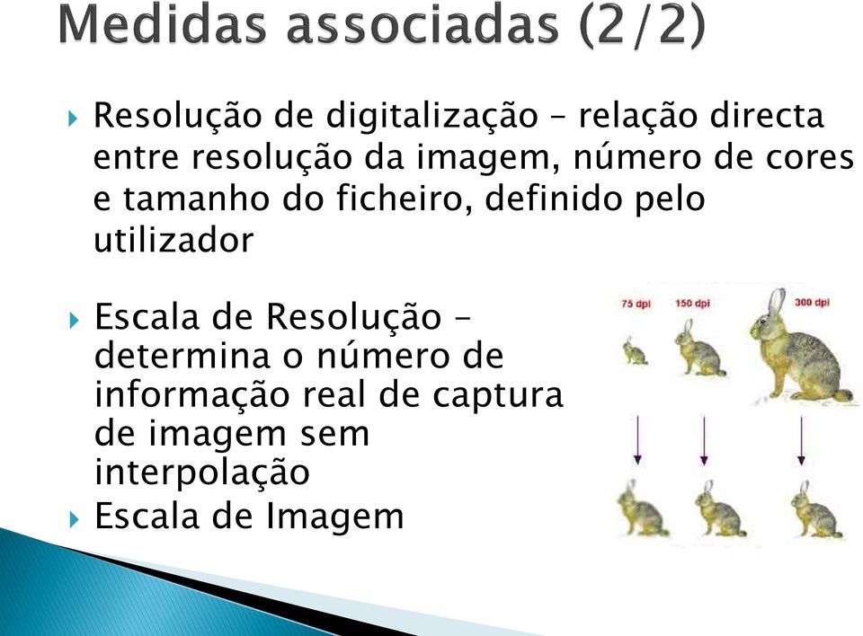 utilizador Escala de Resolução determina o número de