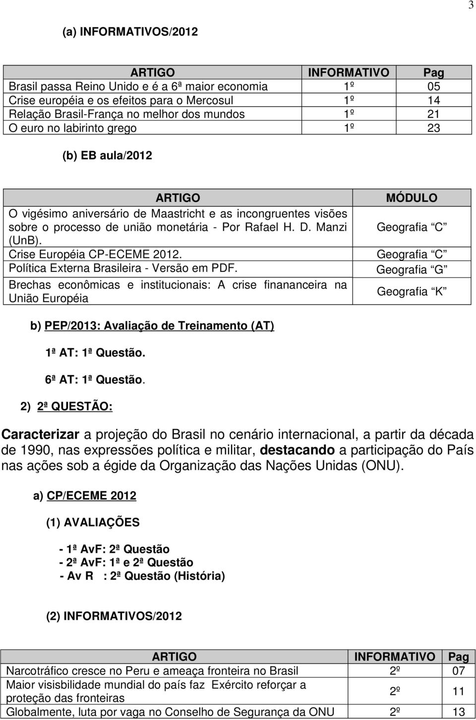 Crise Européia CP-ECEME 2012. Política Externa Brasileira - Versão em PDF.