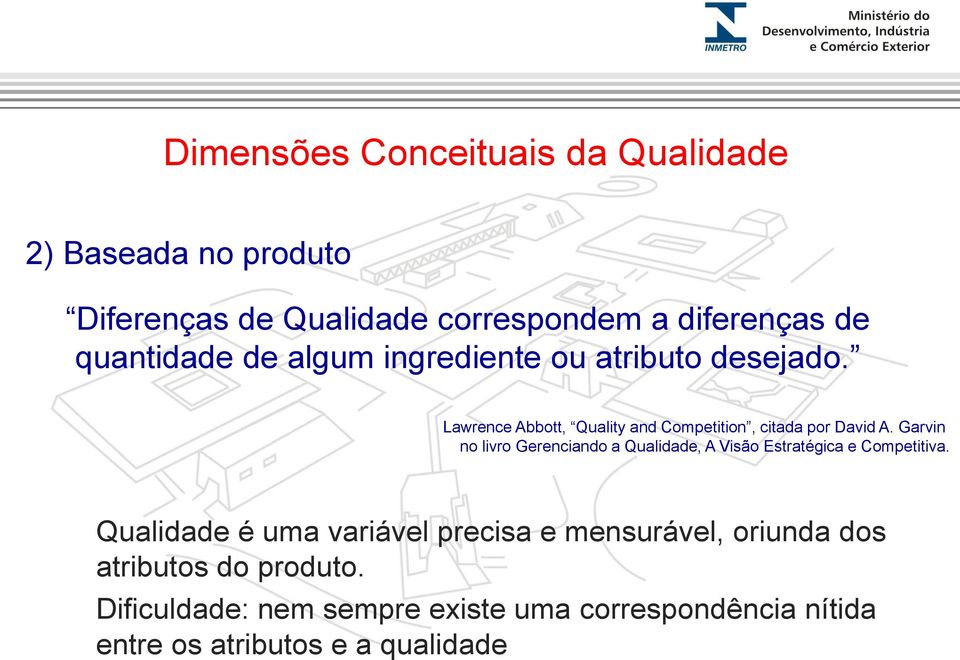 Garvin no livro Gerenciando a Qualidade, A Visão Estratégica e Competitiva.