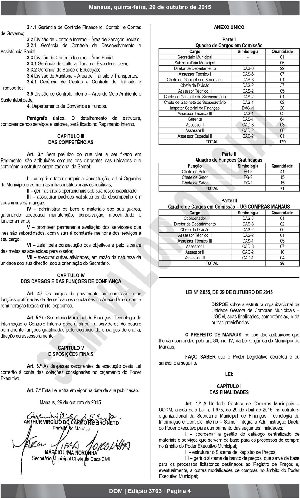 5 Divisão de Controle Interno Área de Meio Ambiente e Sustentabilidade; 4. Departamento de Convênios e Fundos. Parágrafo único.