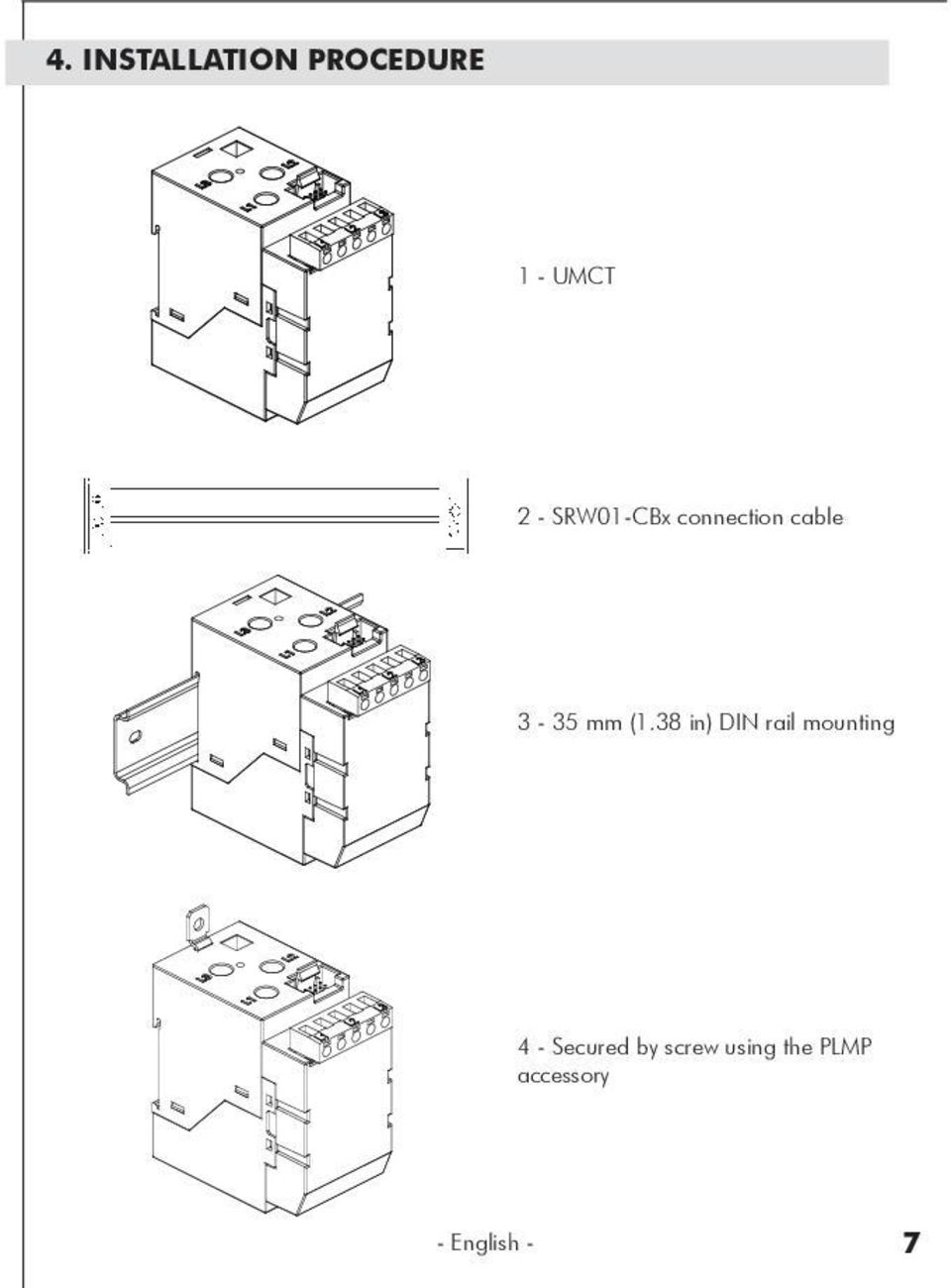38 in) DIN rail mounting 4 - Secured by