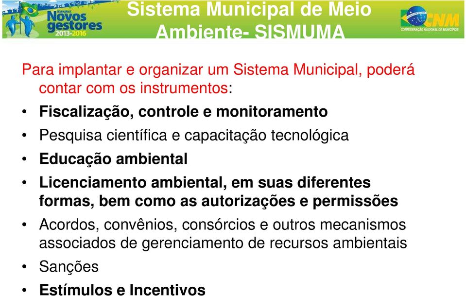 ambiental Licenciamento ambiental, em suas diferentes formas, bem como as autorizações e permissões Acordos,