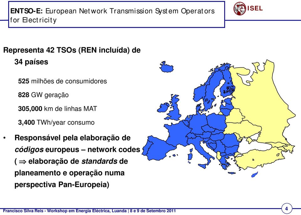 de linhas MAT 3,400 TWh/year consumo Responsável pela elaboração de códigos europeus