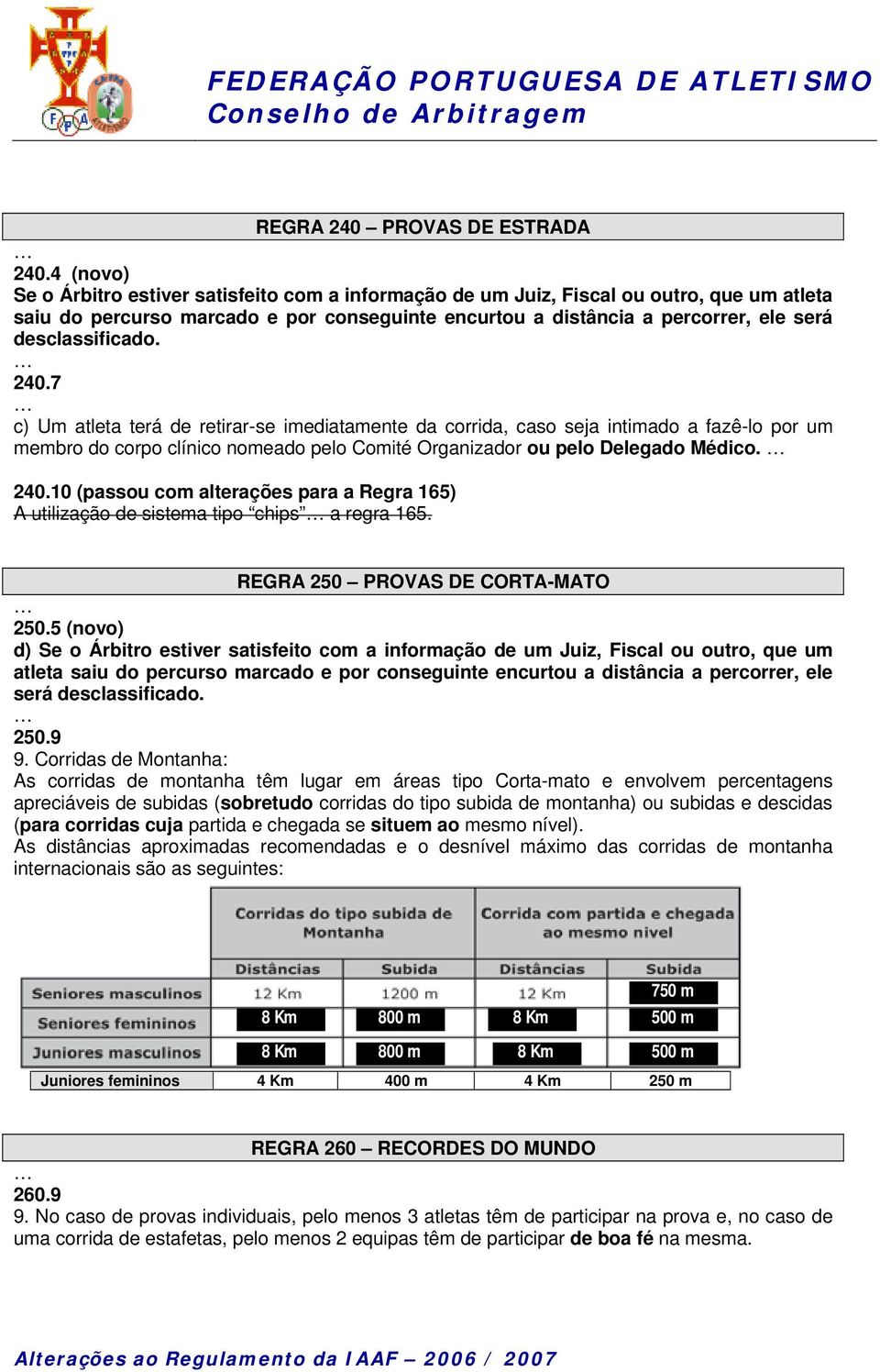 desclassificado. 240.7 c) Um atleta terá de retirar-se imediatamente da corrida, caso seja intimado a fazê-lo por um membro do corpo clínico nomeado pelo Comité Organizador ou pelo Delegado Médico.