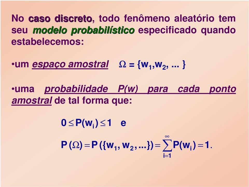 amostral Ω {w 1,w,.