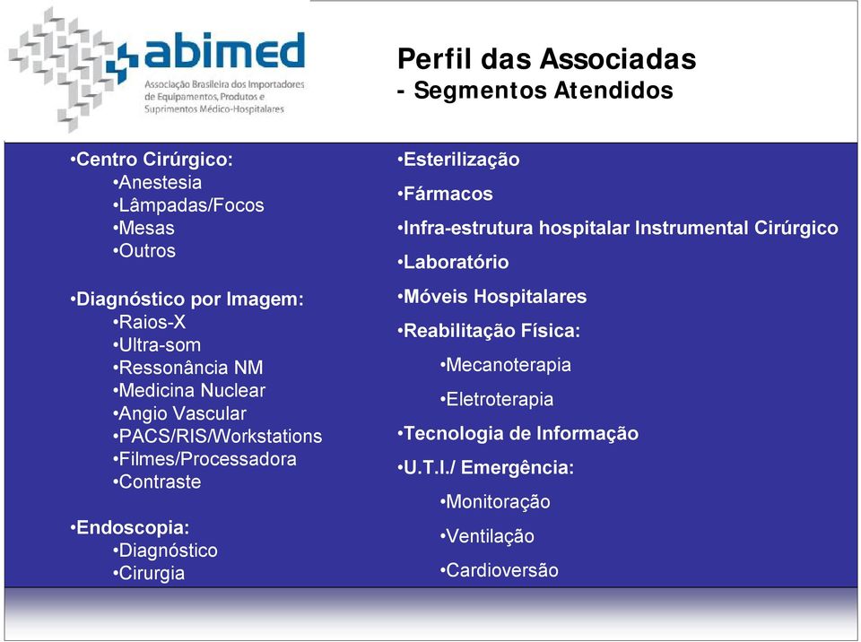 Endoscopia: Diagnóstico Cirurgia Esterilização Fármacos Infra-estrutura hospitalar Instrumental Cirúrgico Laboratório Móveis