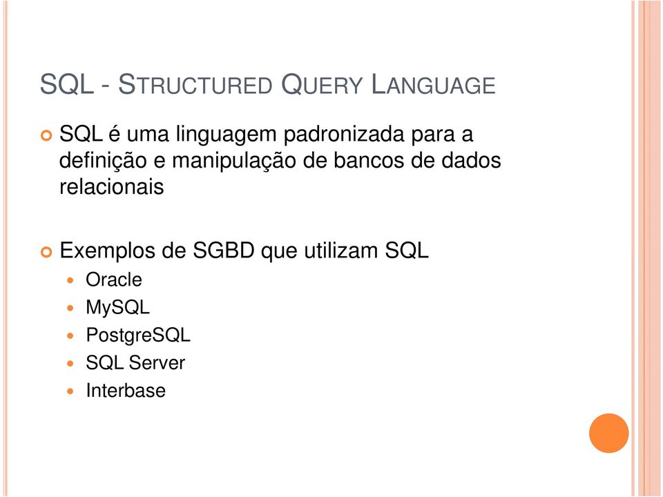 manipulação de bancos de dados relacionais