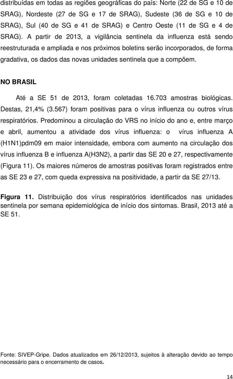 A partir de 2013, a vigilância sentinela da influenza está sendo reestruturada e ampliada e nos próximos boletins serão incorporados, de forma gradativa, os dados das novas unidades sentinela que a