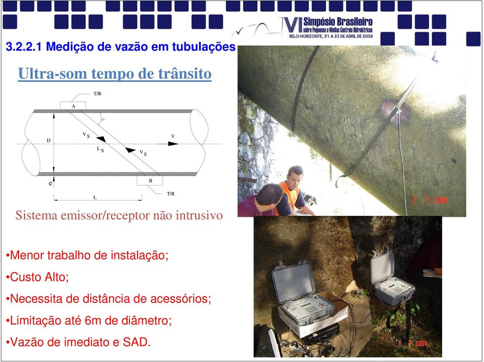 intrusivo Menor trabalho de instalação; Custo Alto; Necessita de