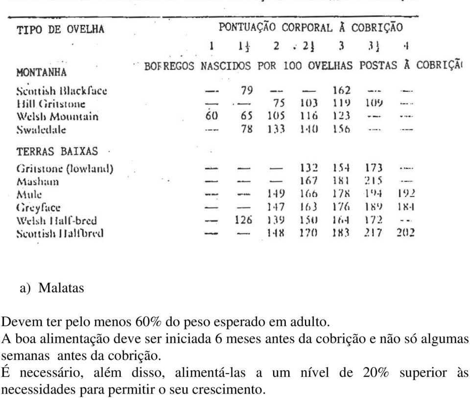 algumas semanas antes da cobrição.